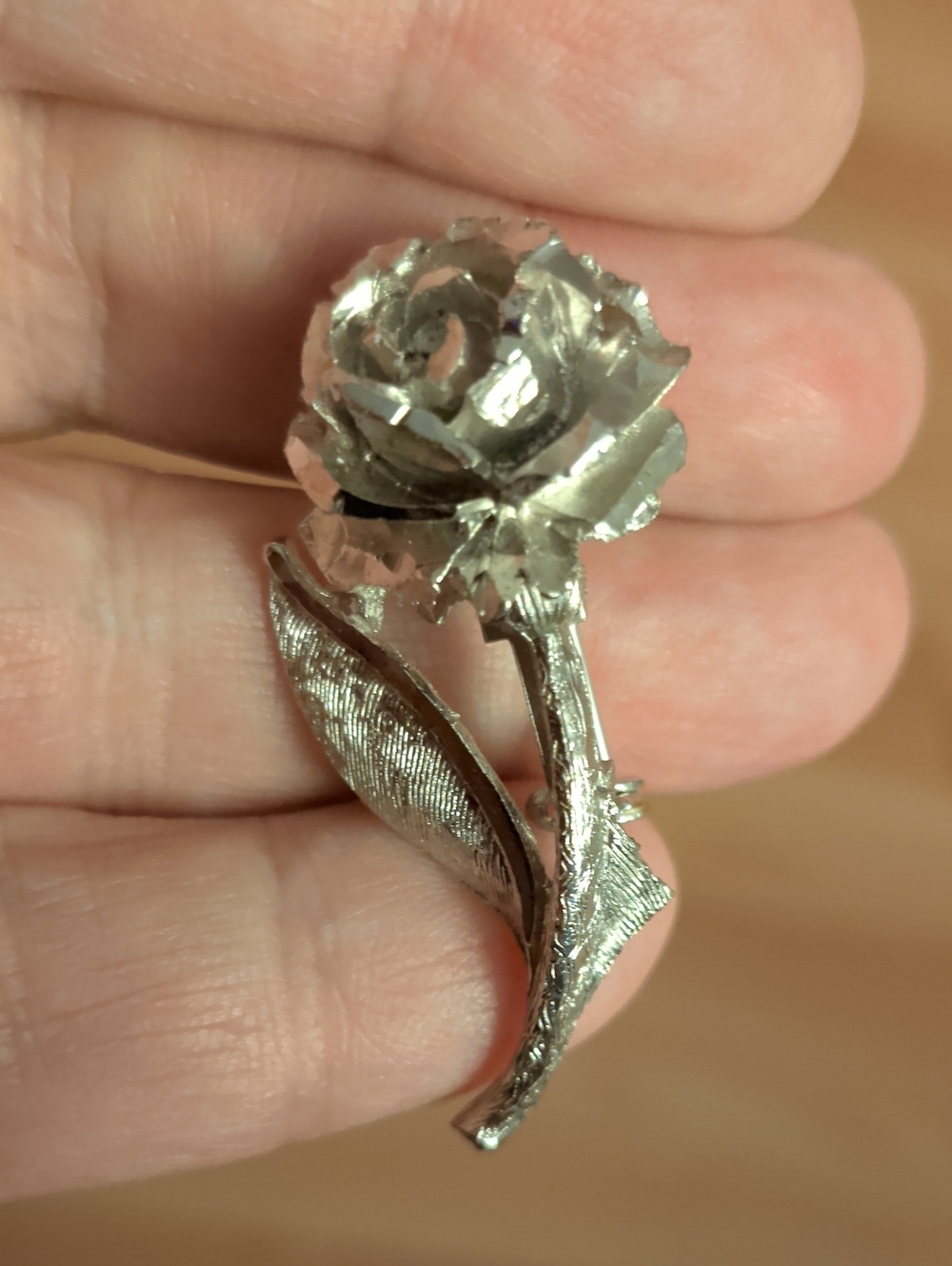 CORO Vintage Brooch Silver Rose